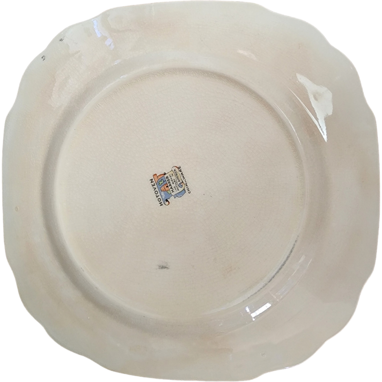 Harker Yellow Roses  Scalloped Platinum Trim Square Dinner Plate
