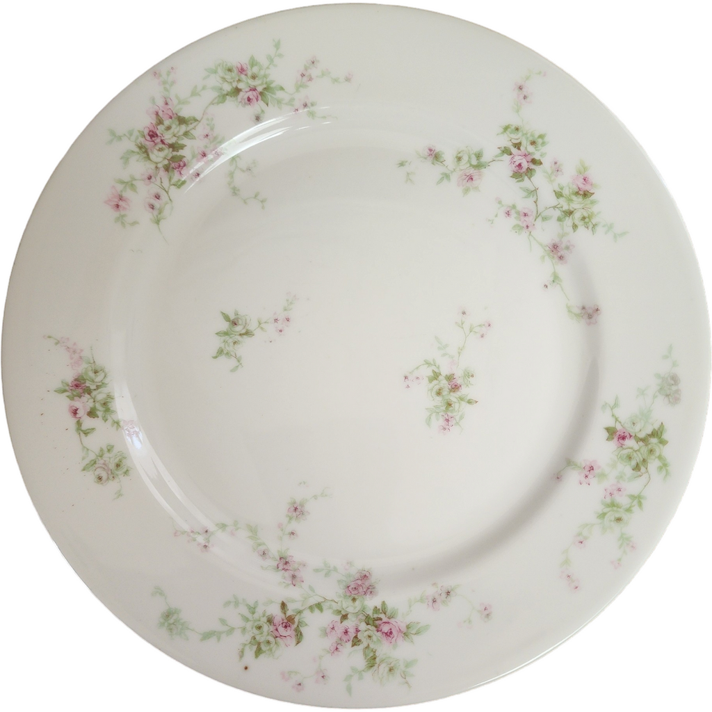 Haviland Limoges Theo Smooth Off White Pink Roses Dinner Plate France