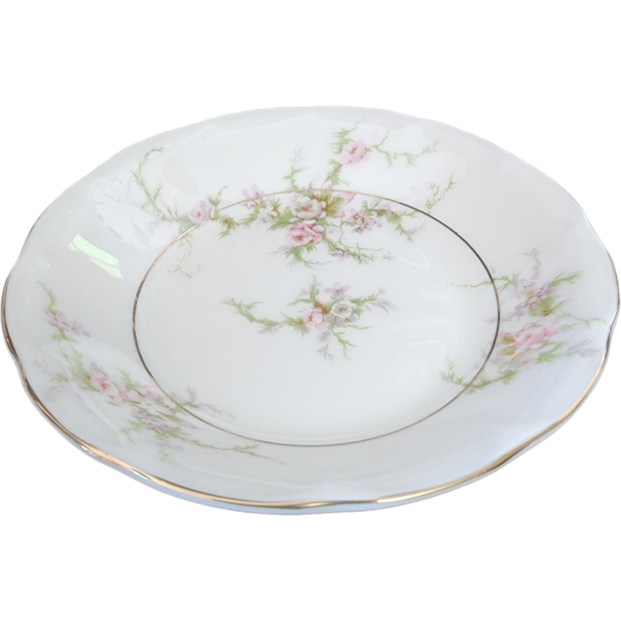 5" Haviland Rosalinde New York Scallop Pink, Lavender & White Flowers  Fruit/Dessert /Sauce Bowl