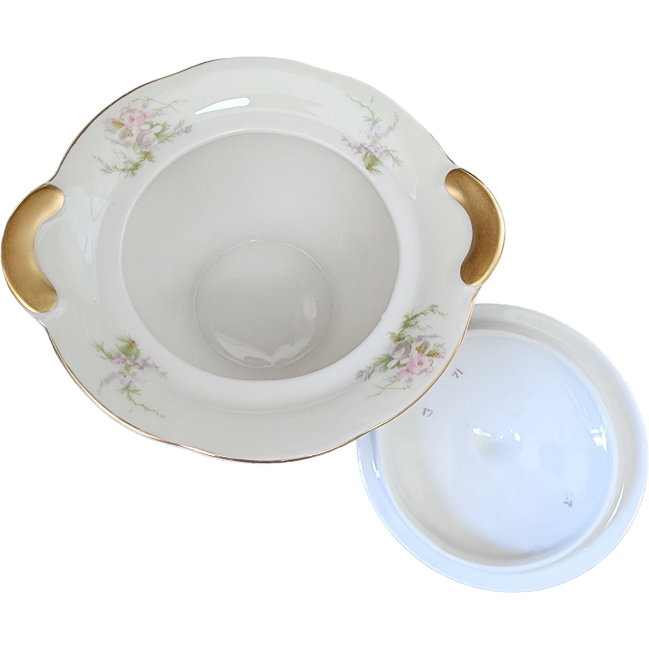 Haviland Rosalinde New York Scallop Pink, Lavender & White Flowers  Sugar Bowl & Lid