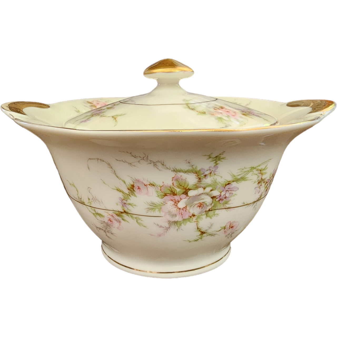 Haviland Rosalinde New York Scallop Pink, Lavender & White Flowers  Sugar Bowl & Lid