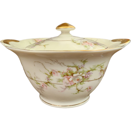 Haviland Rosalinde New York Scallop Pink, Lavender & White Flowers  Sugar Bowl & Lid