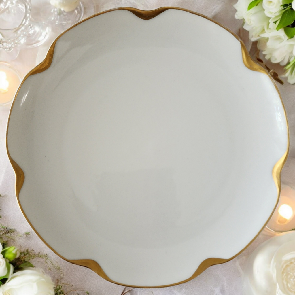 Haviland Silver Anniversary Coupe Salad Plate Limoges France 7.5 White Porcelain with Gold Trim