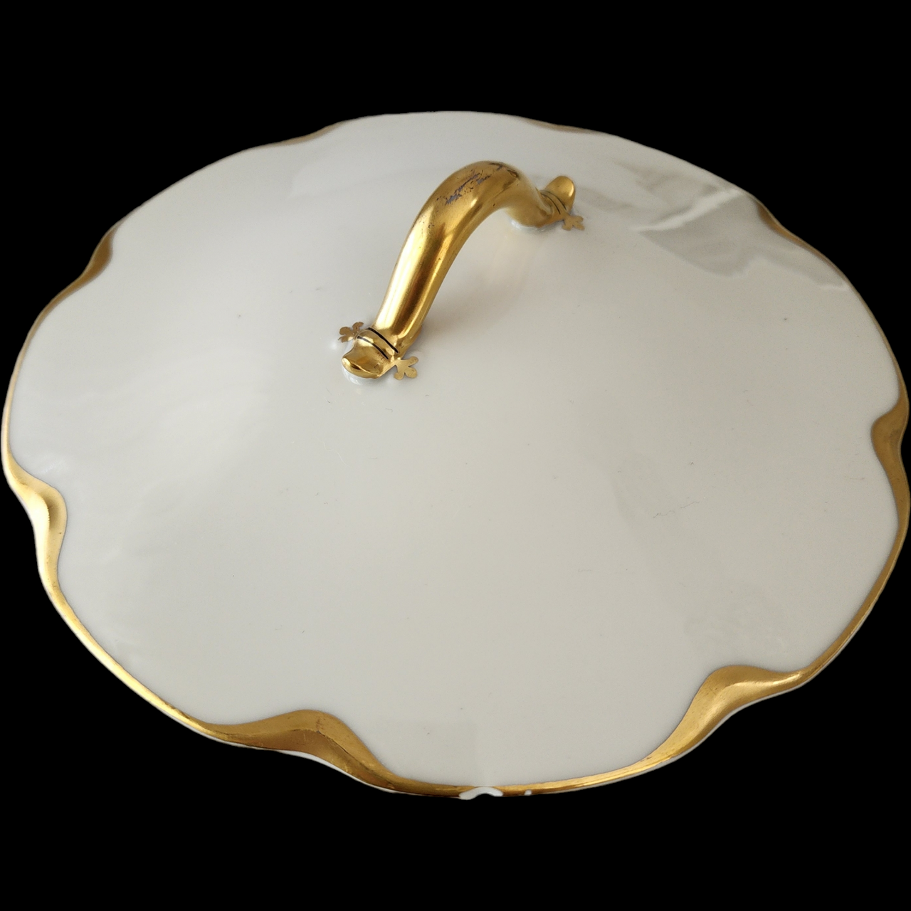 Haviland Silver Anniversary Covered Tureen White Porcelain with Gold Trim Handles, Vintage France