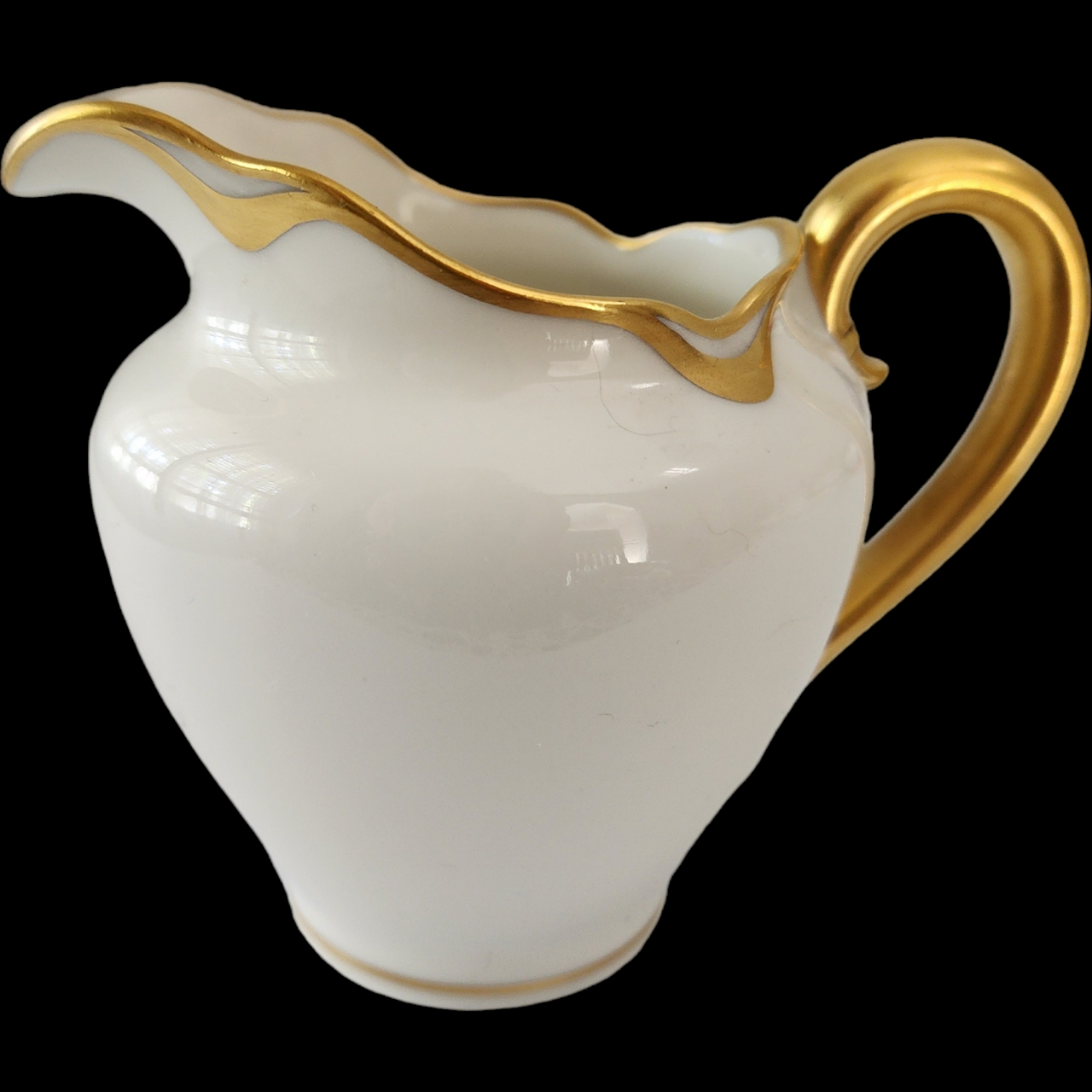 Haviland Silver Anniversary Creamer Limoges France White Porcelain with Gold Trim Vintage
