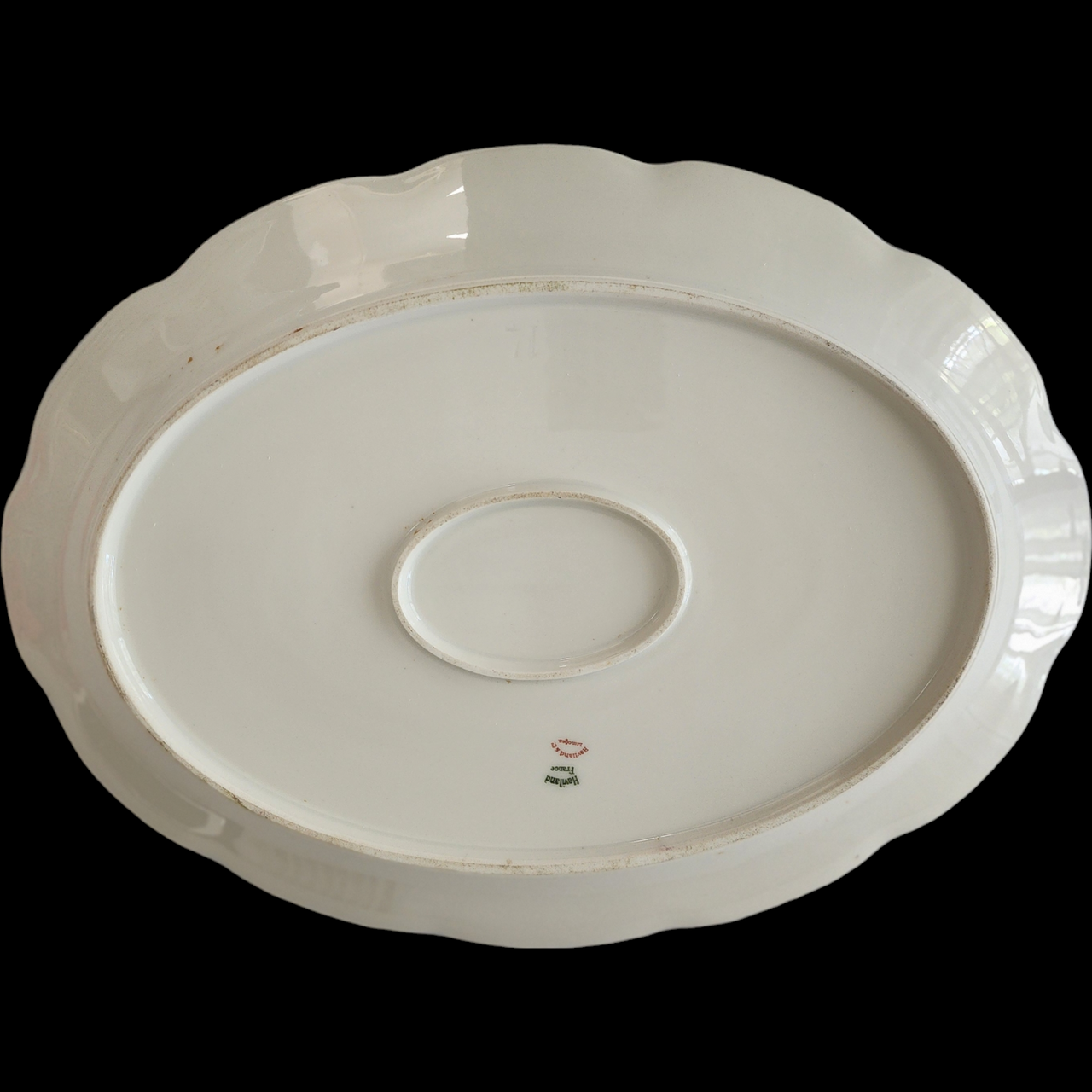 Haviland Silver Anniversary Oval Serving Platter Limoges France 16" White Porcelain with Gold Trim