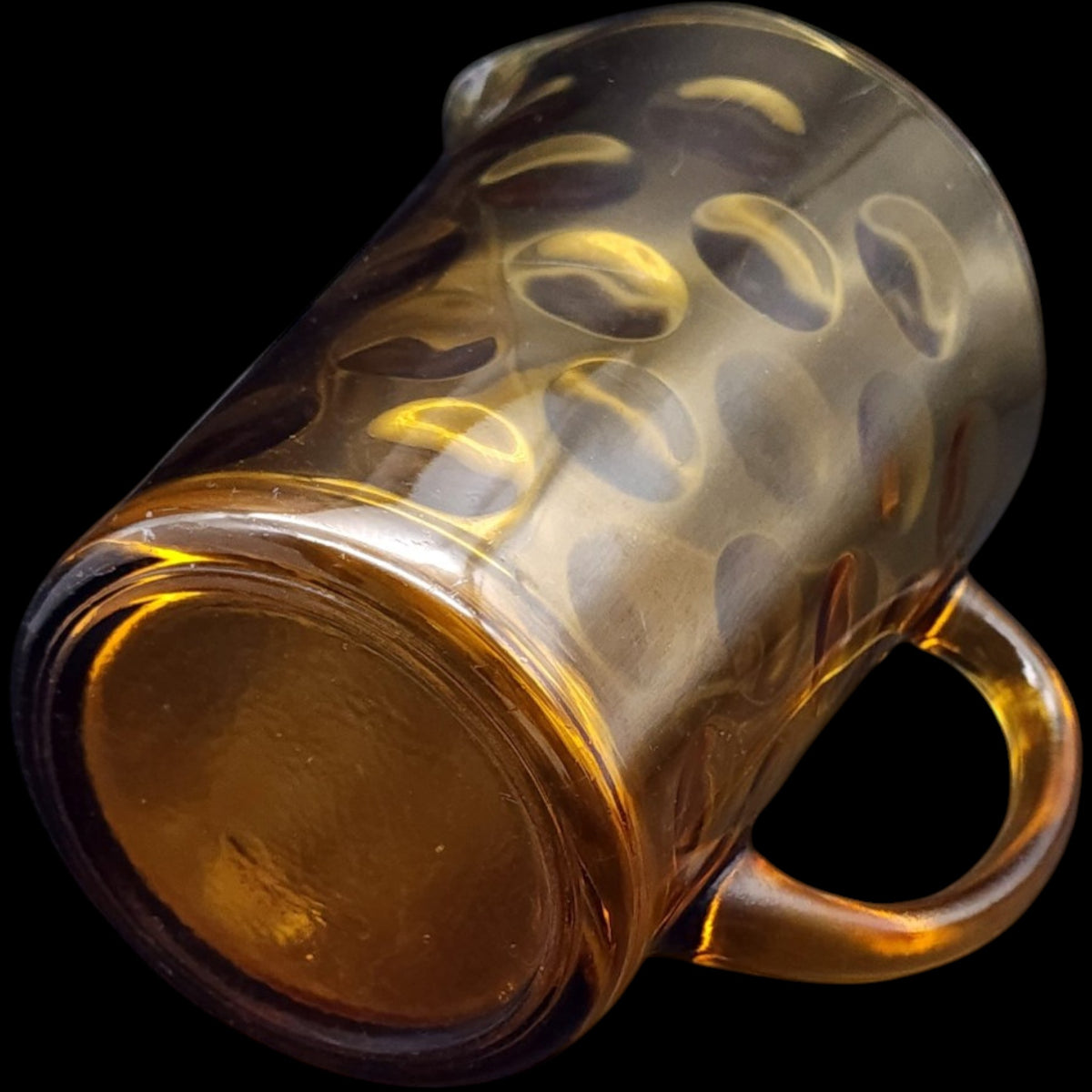 Hazel-Atlas Amber Glass Honeycomb Thumbprint Pitcher