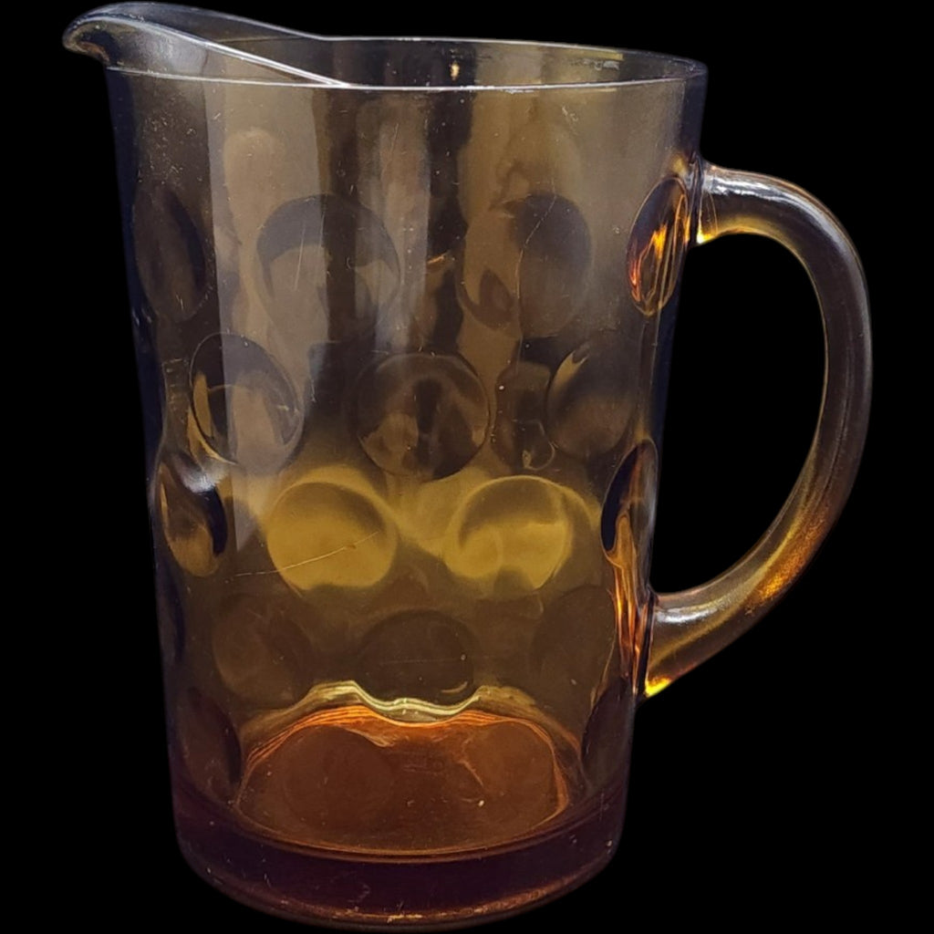 Hazel-Atlas Amber Glass Honeycomb Thumbprint Pitcher