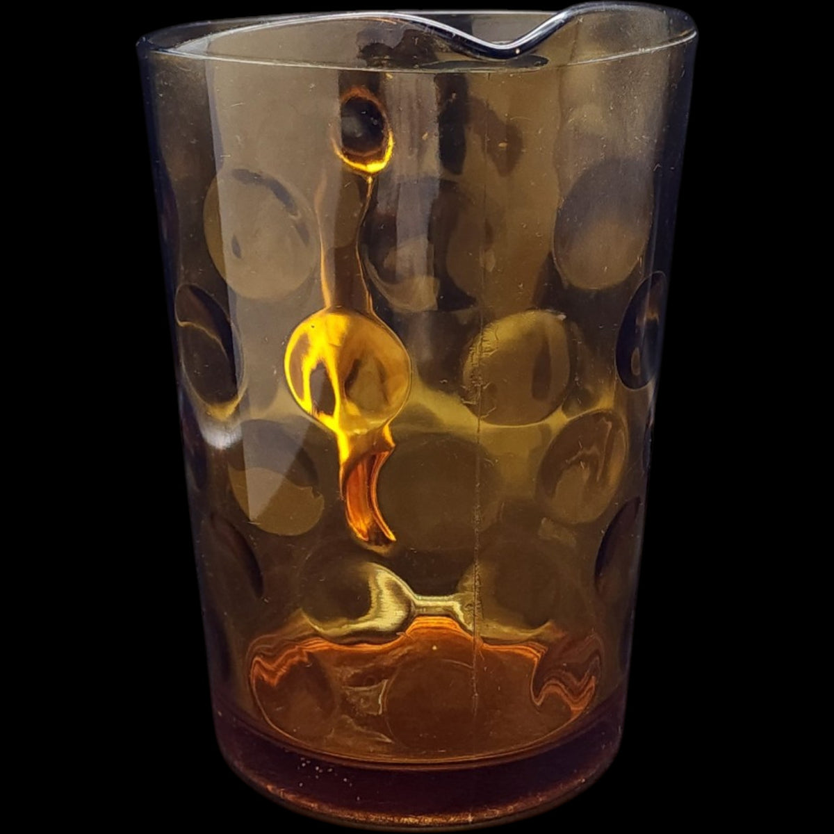 Hazel-Atlas Amber Glass Honeycomb Thumbprint Pitcher