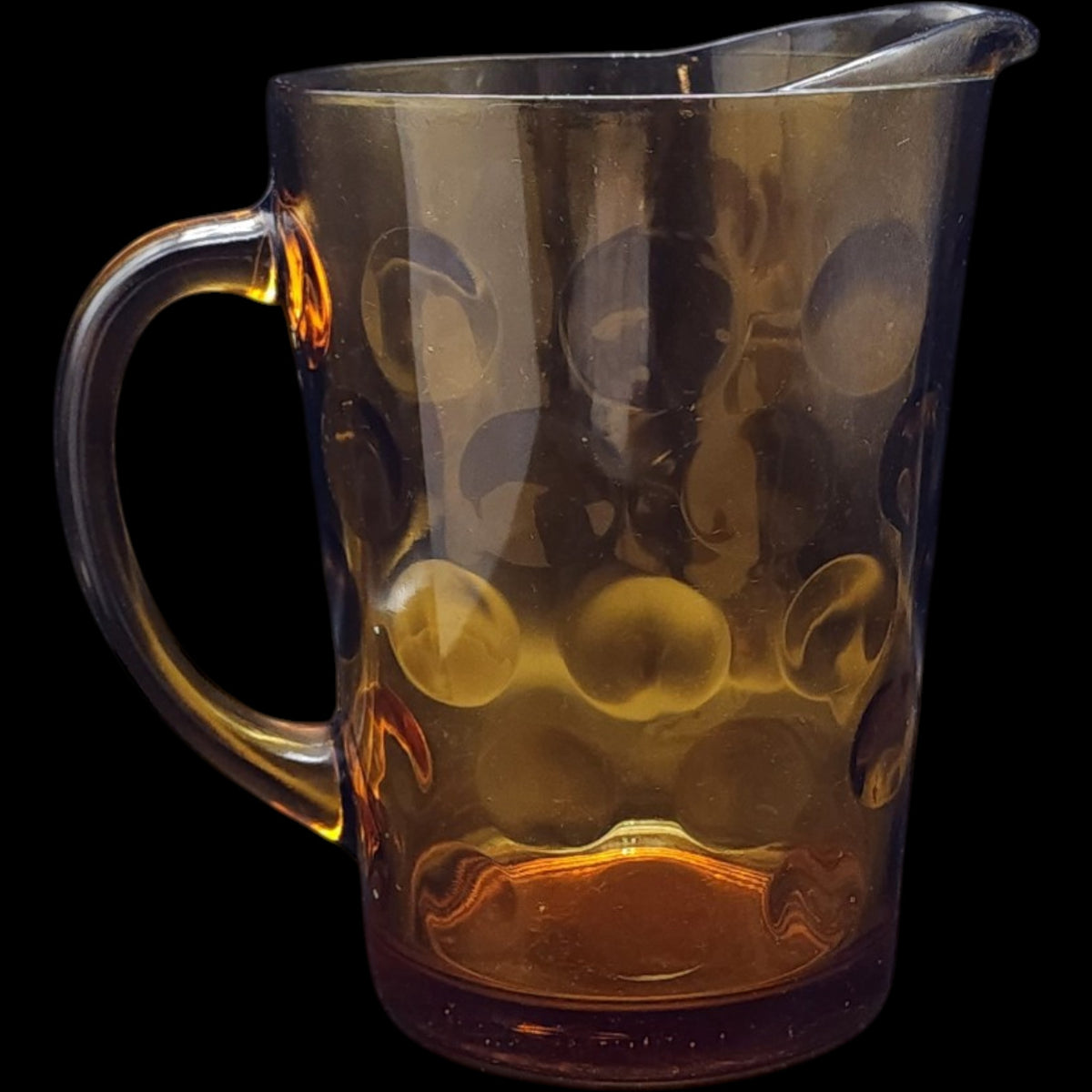 Hazel-Atlas Amber Glass Honeycomb Thumbprint Pitcher
