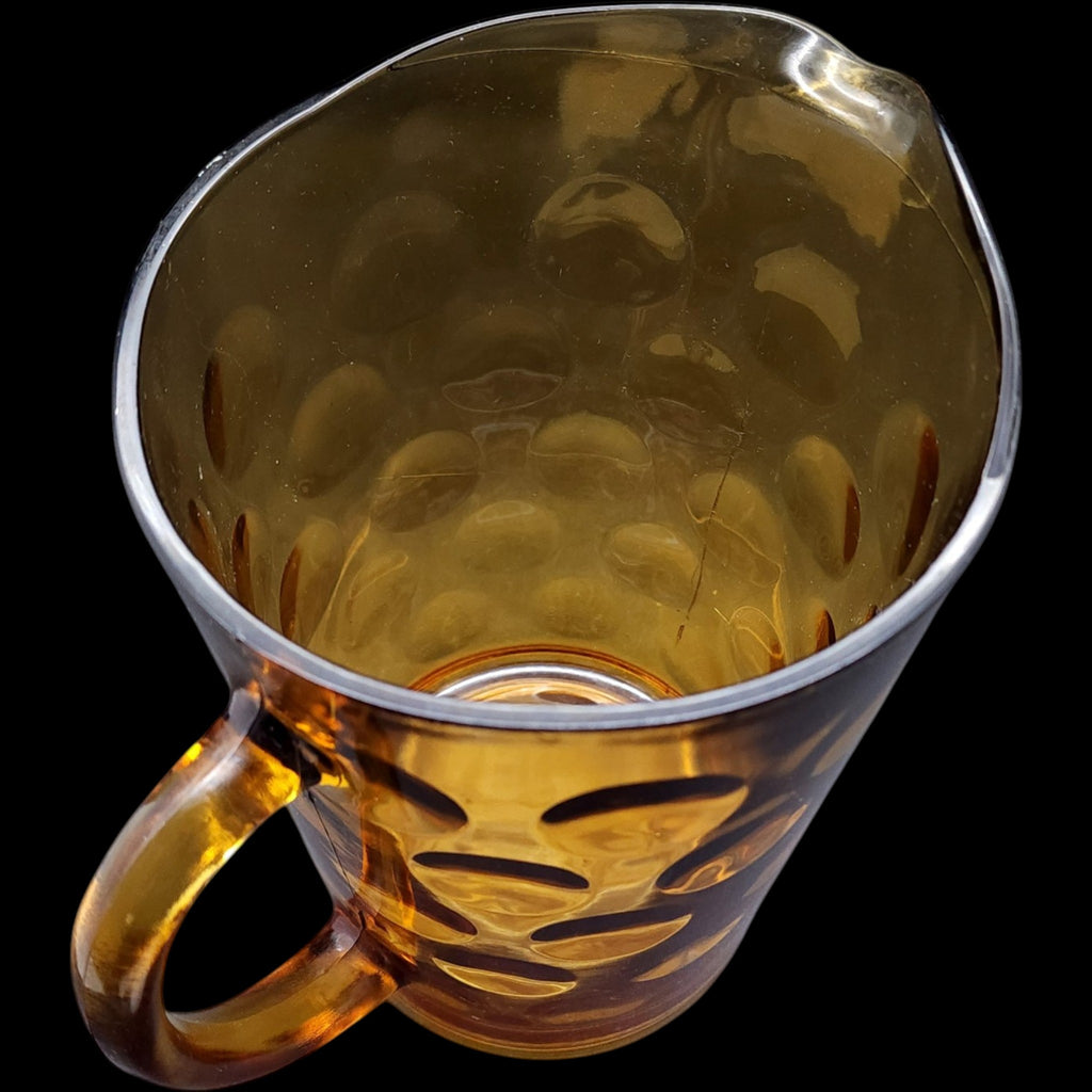 Hazel-Atlas Amber Glass Honeycomb Thumbprint Pitcher