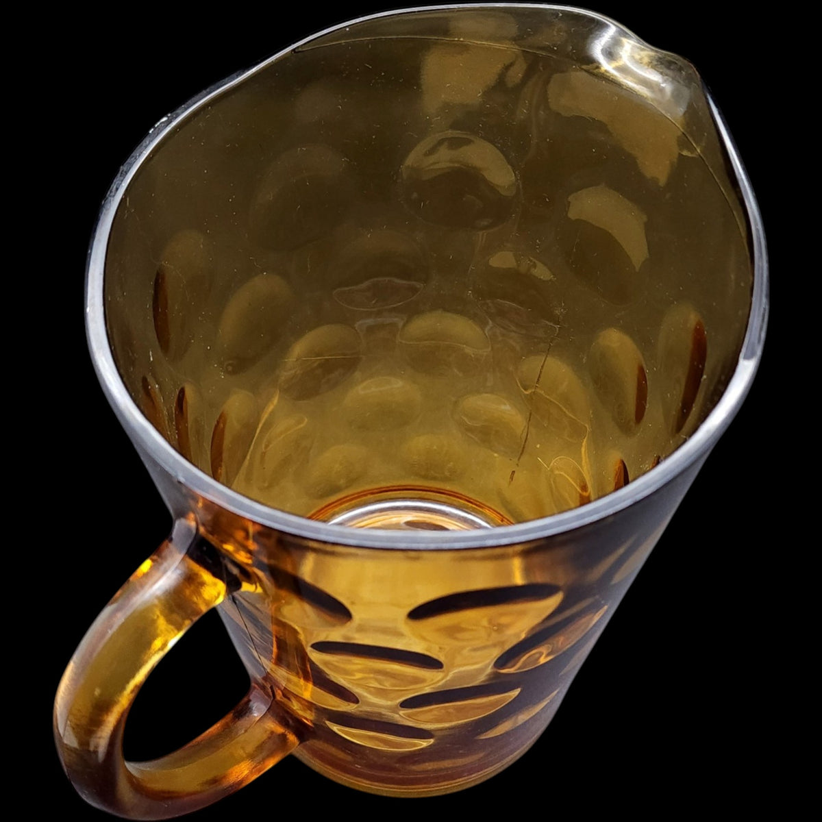 Hazel-Atlas Amber Glass Honeycomb Thumbprint Pitcher