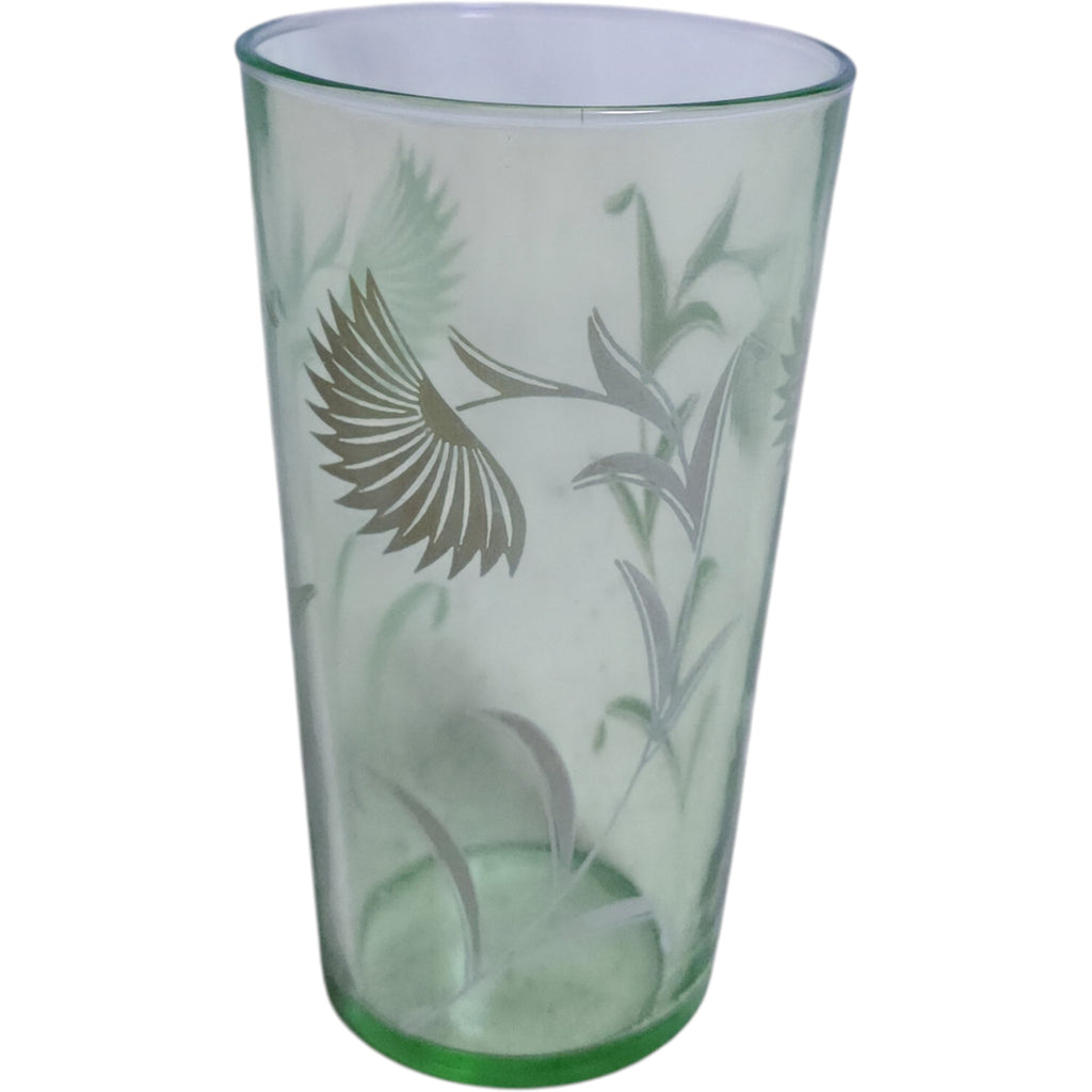 Hazel Atlas Aster Pattern Green Uranium Glass Tumbler