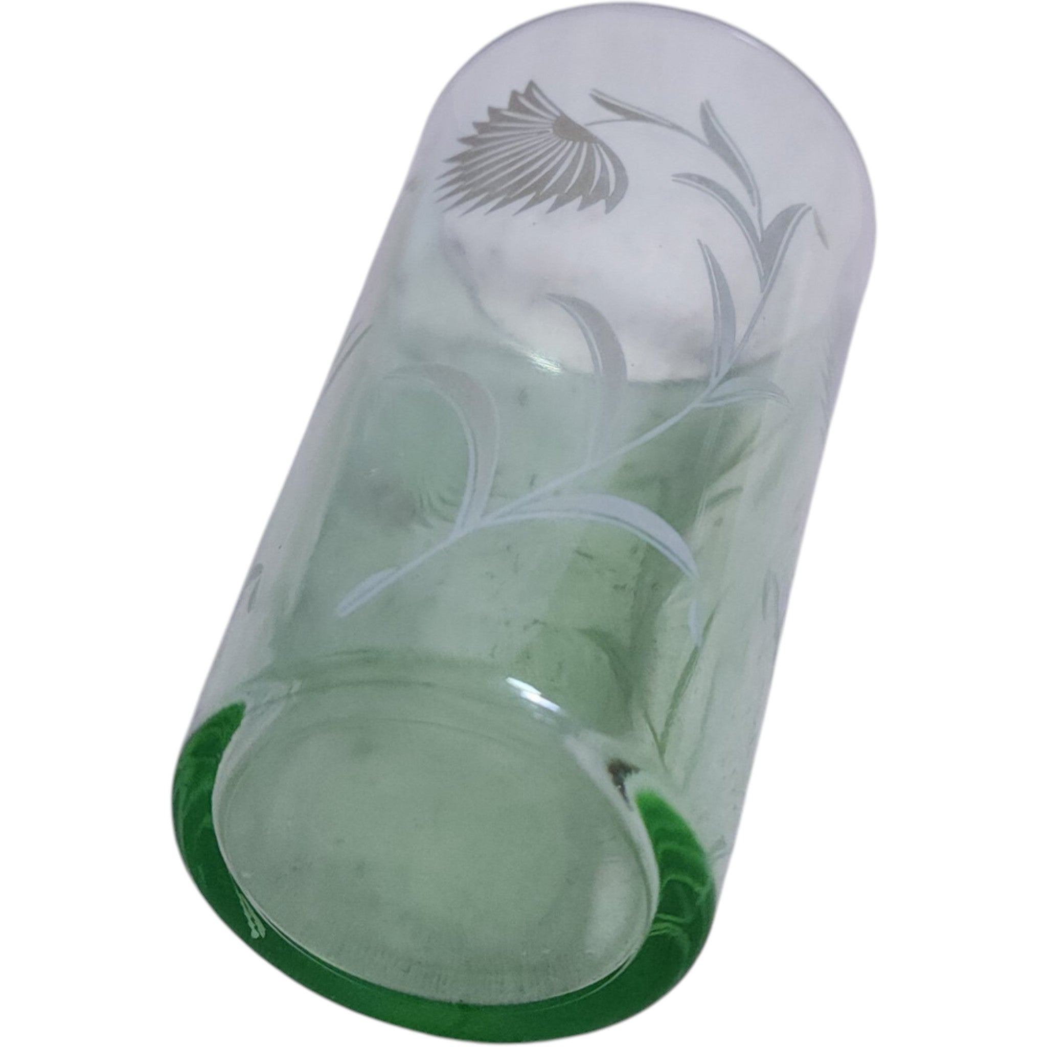 Hazel Atlas Aster Pattern Green Uranium Glass Tumbler