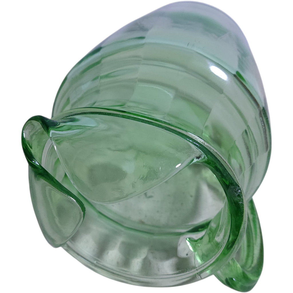 Hazel Atlas Green Uranium Glass Water Pitcher - Aster Pattern, 80 oz
