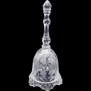 Heavy Cut Crystal Floral Glass Bell with Crystal Clapper 8.5 Inch