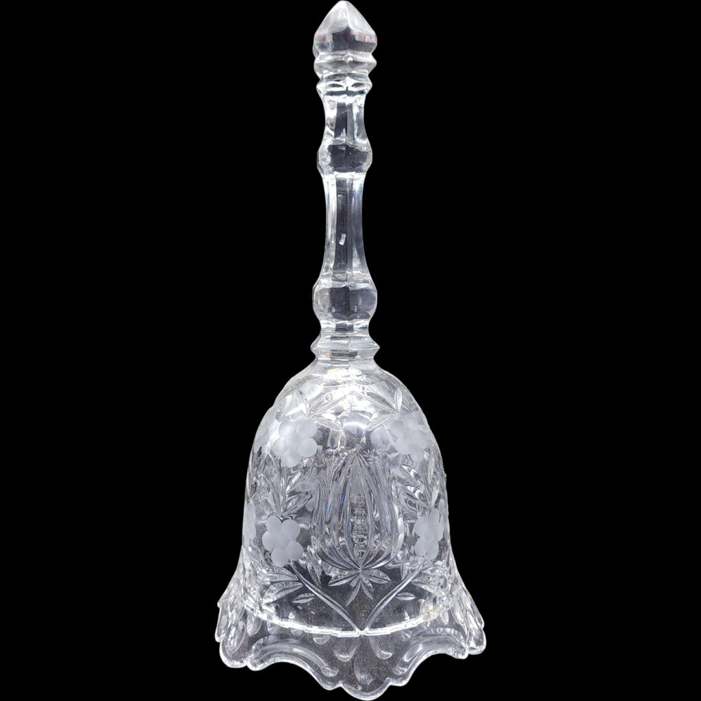Heavy Cut Crystal Floral Glass Bell with Crystal Clapper 8.5 Inch