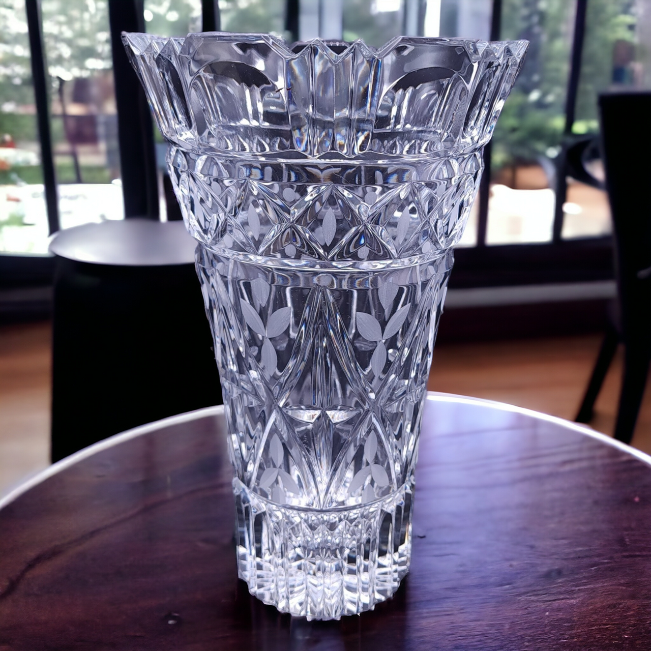 Heavy 6Lb Bohemia Lead Crystal Hand Cut Vase