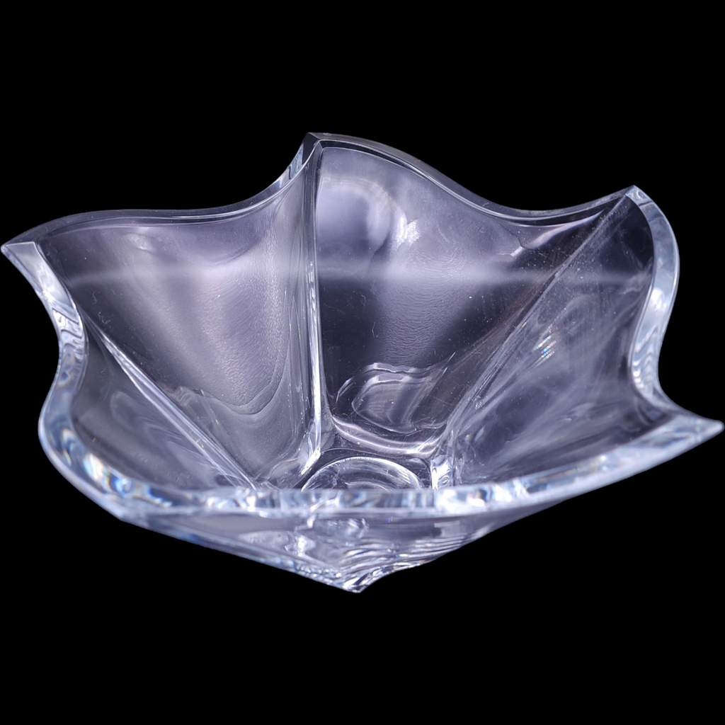 Mikasa Pacific Wave Heavy Large Lead Crystal Five Sided Scalloped Rim Serving Bowl