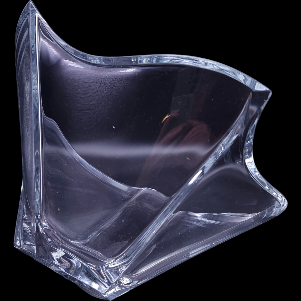 Mikasa Pacific Wave Heavy Large Lead Crystal Five Sided Scalloped Rim Serving Bowl