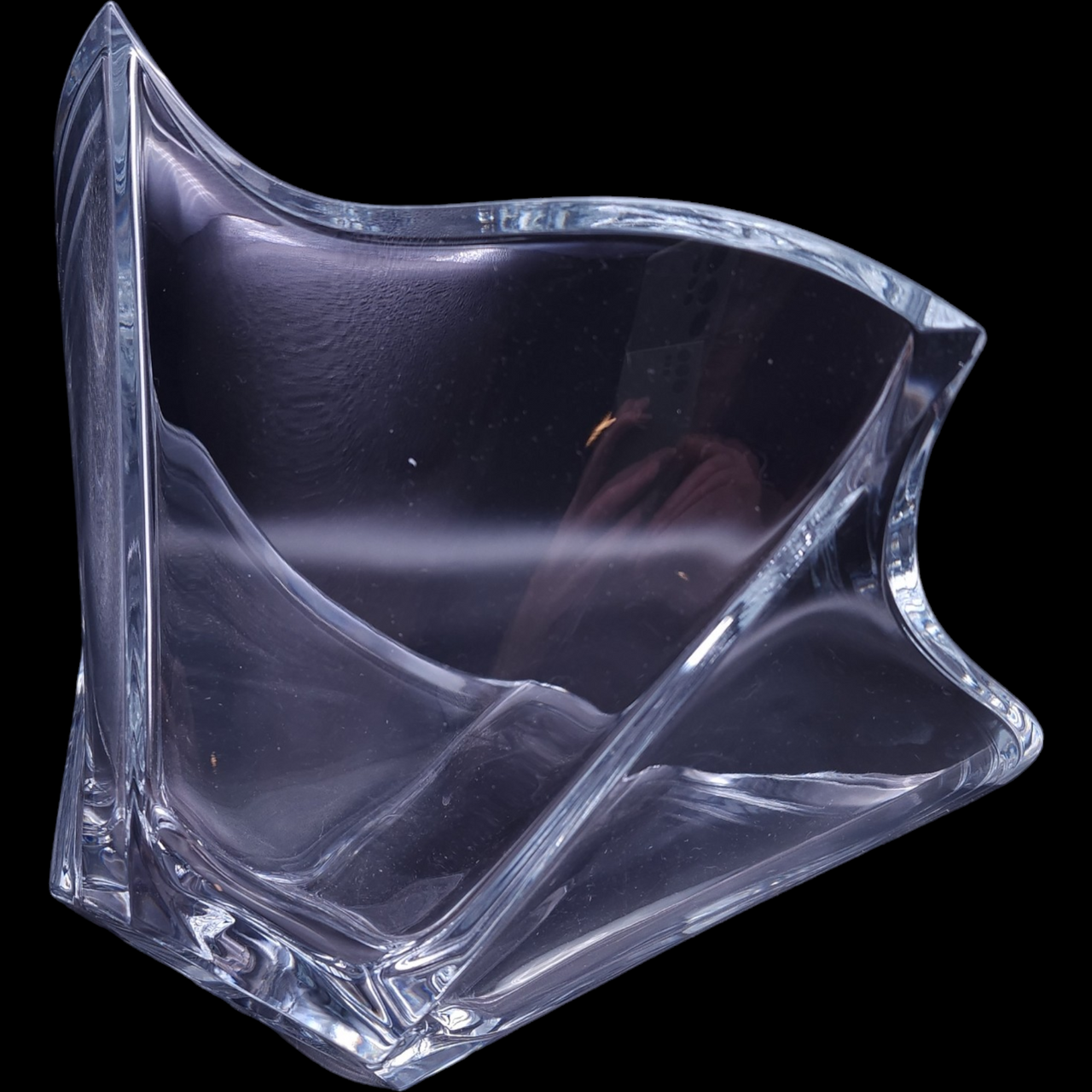 Mikasa Pacific Wave Heavy Large Lead Crystal Five Sided Scalloped Rim Serving Bowl