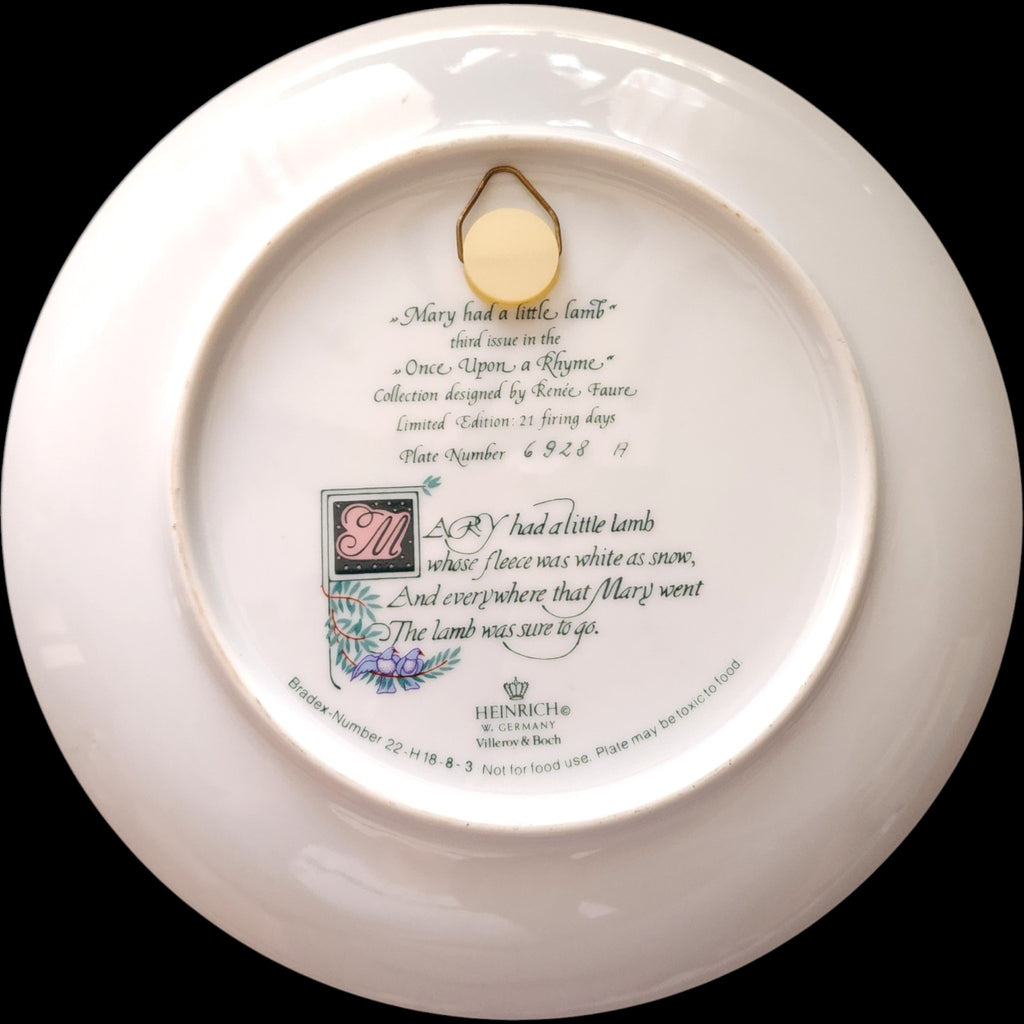 Heinrich Villeroy & Boch Mary Had a Little Lamb Collector Plate