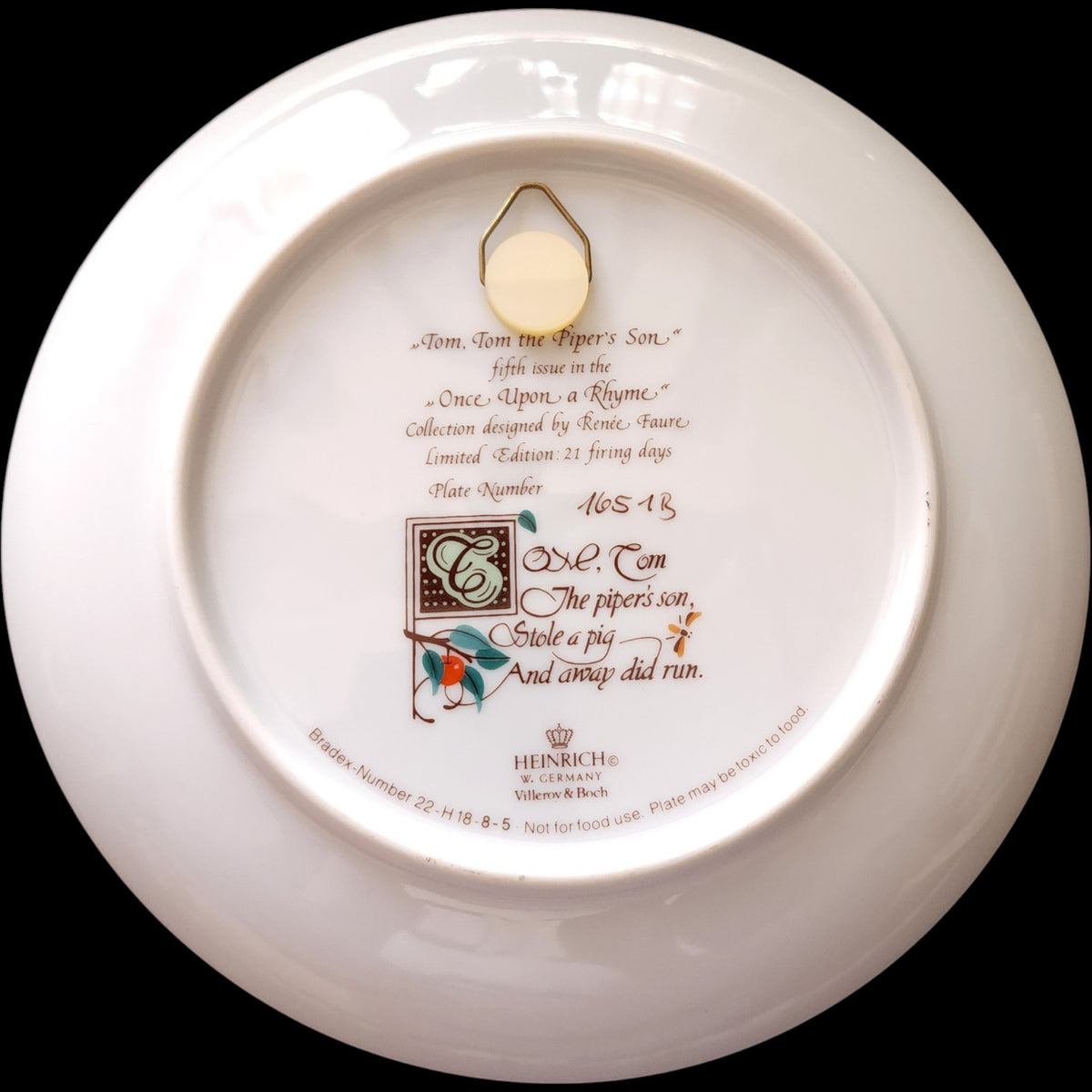 Heinrich Villeroy & Boch Tom Tom the Piper's Son Collector Plate