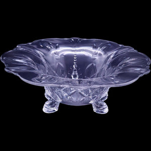 Heisey Clear Glass Barcelona Pattern 3-Toed Footed Console Bowl