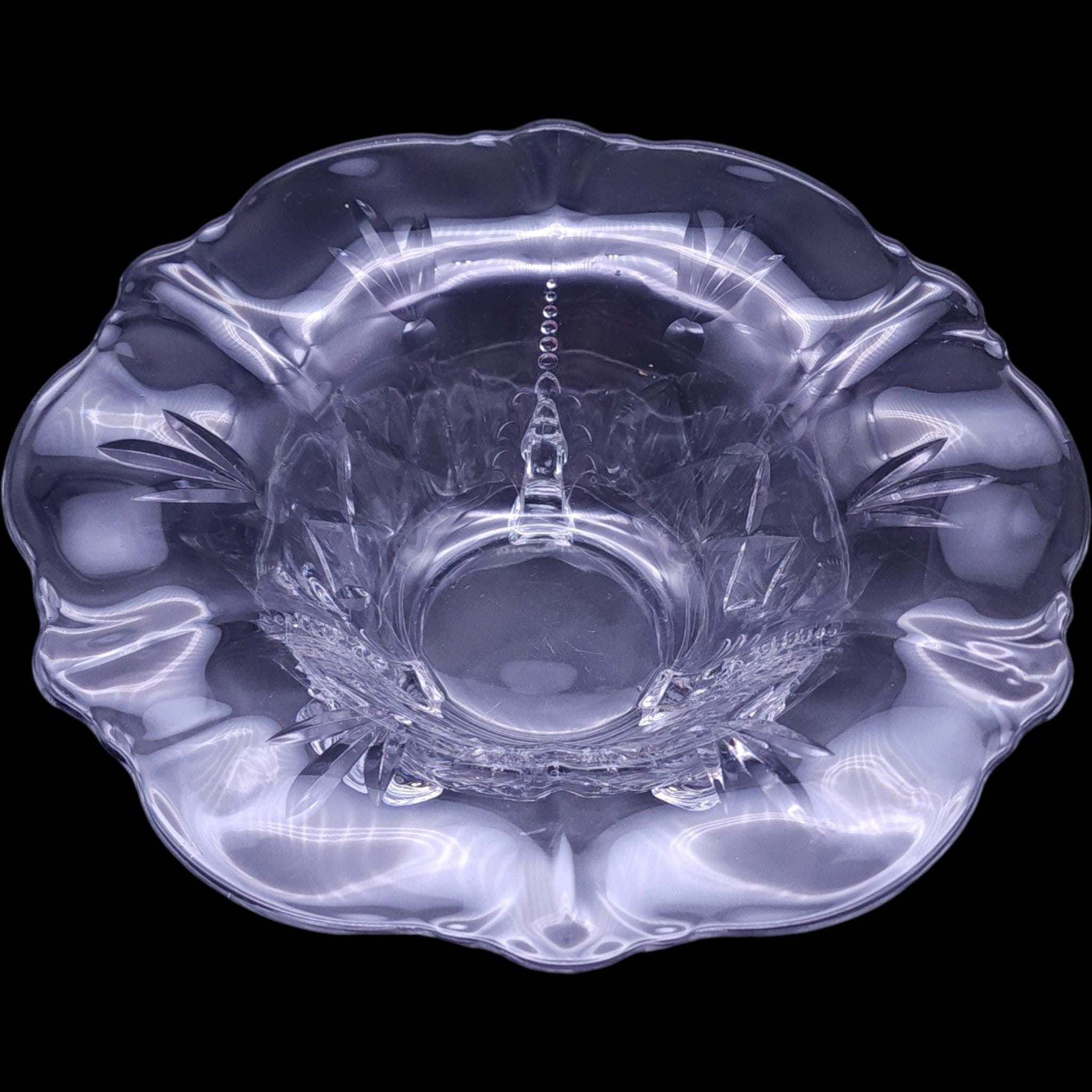 Heisey Clear Glass Barcelona Pattern 3-Toed Footed Console Bowl