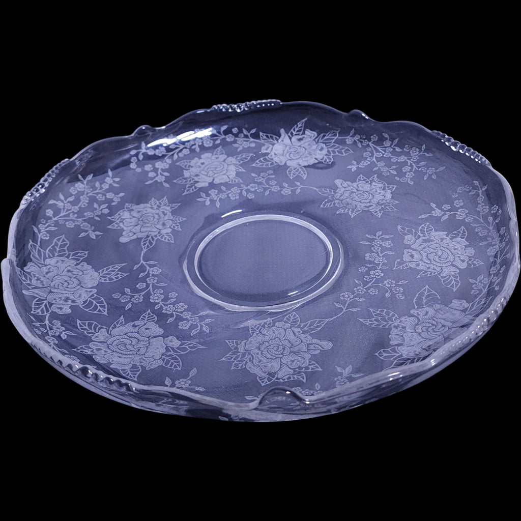 13" Heisey Glass Gardenia Etched Clear Elegant Glass Platter