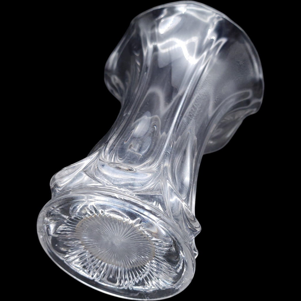 10" Heisey Scalloped Ruffled Rim Clear Blown Glass Fluted Flower Vase