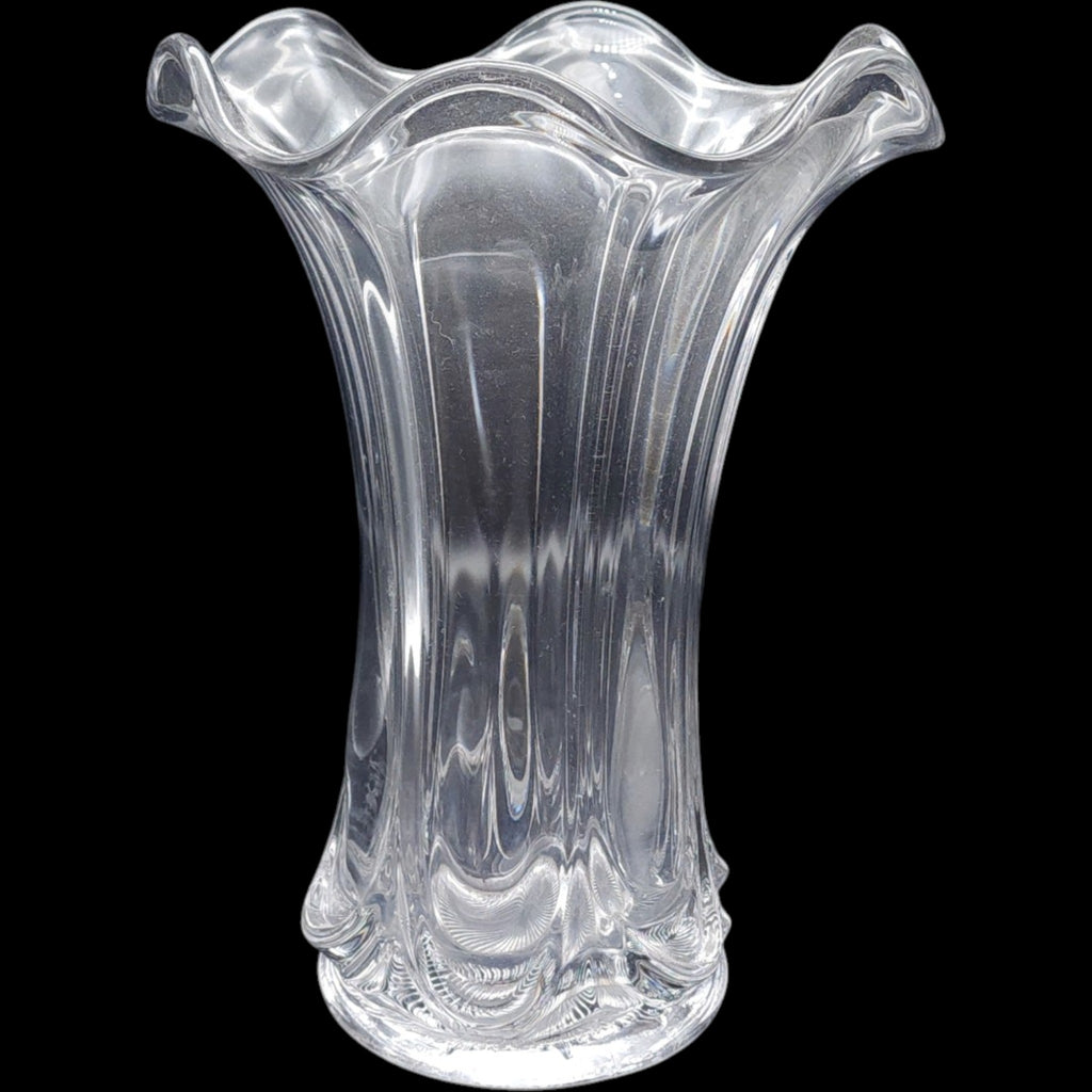 10" Heisey Scalloped Ruffled Rim Clear Blown Glass Fluted Flower Vase