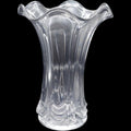 10" Heisey Scalloped Ruffled Rim Clear Blown Glass Fluted Flower Vase