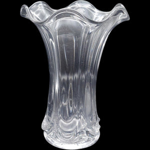 10" Heisey Scalloped Ruffled Rim Clear Blown Glass Fluted Flower Vase