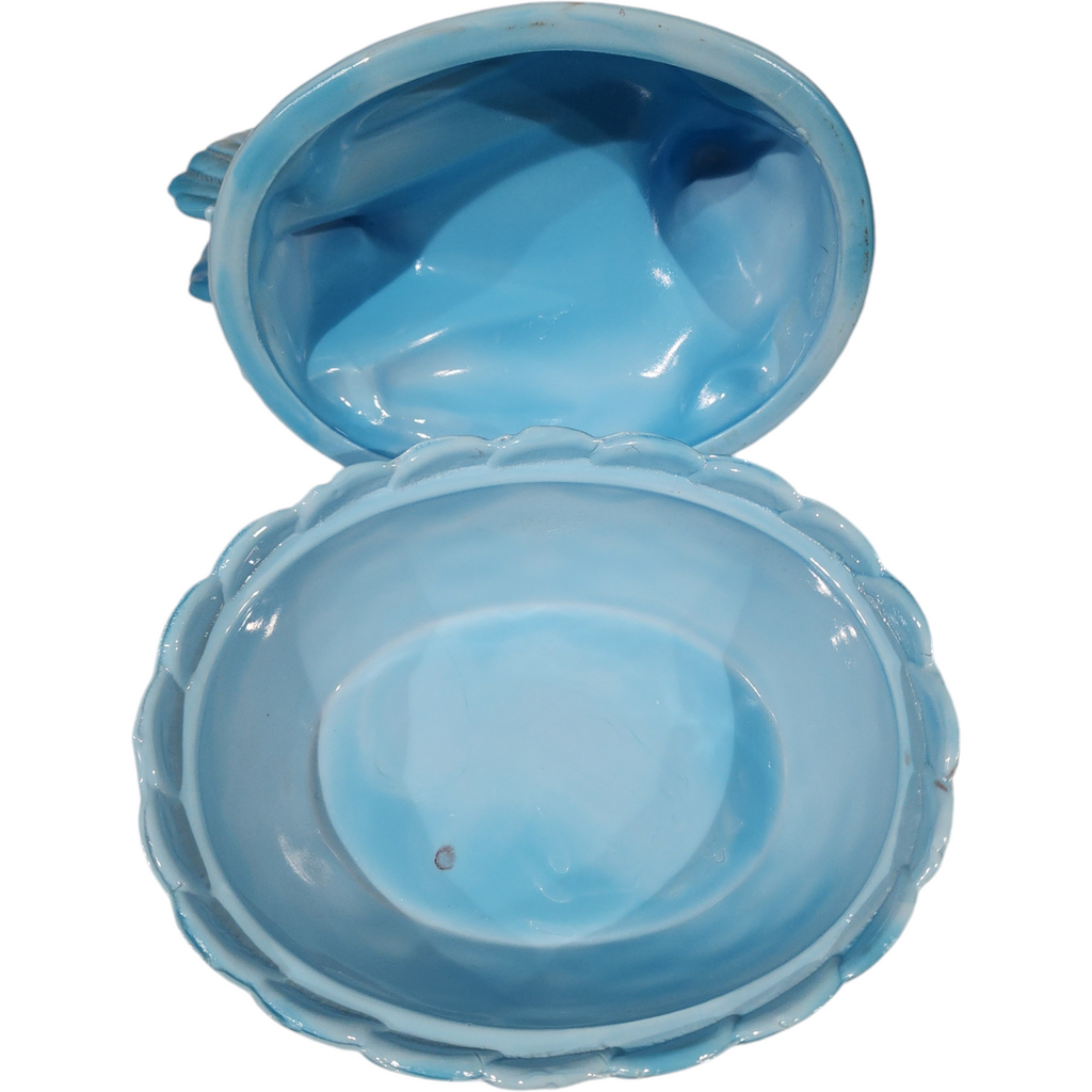 Heisey Blue Opaque Slag Glass Hen on Nest Box & Lid