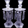 Heisey Ridgeleigh Heavy Pressed Candelabra Bobeche & 10 Prisms Set of 2