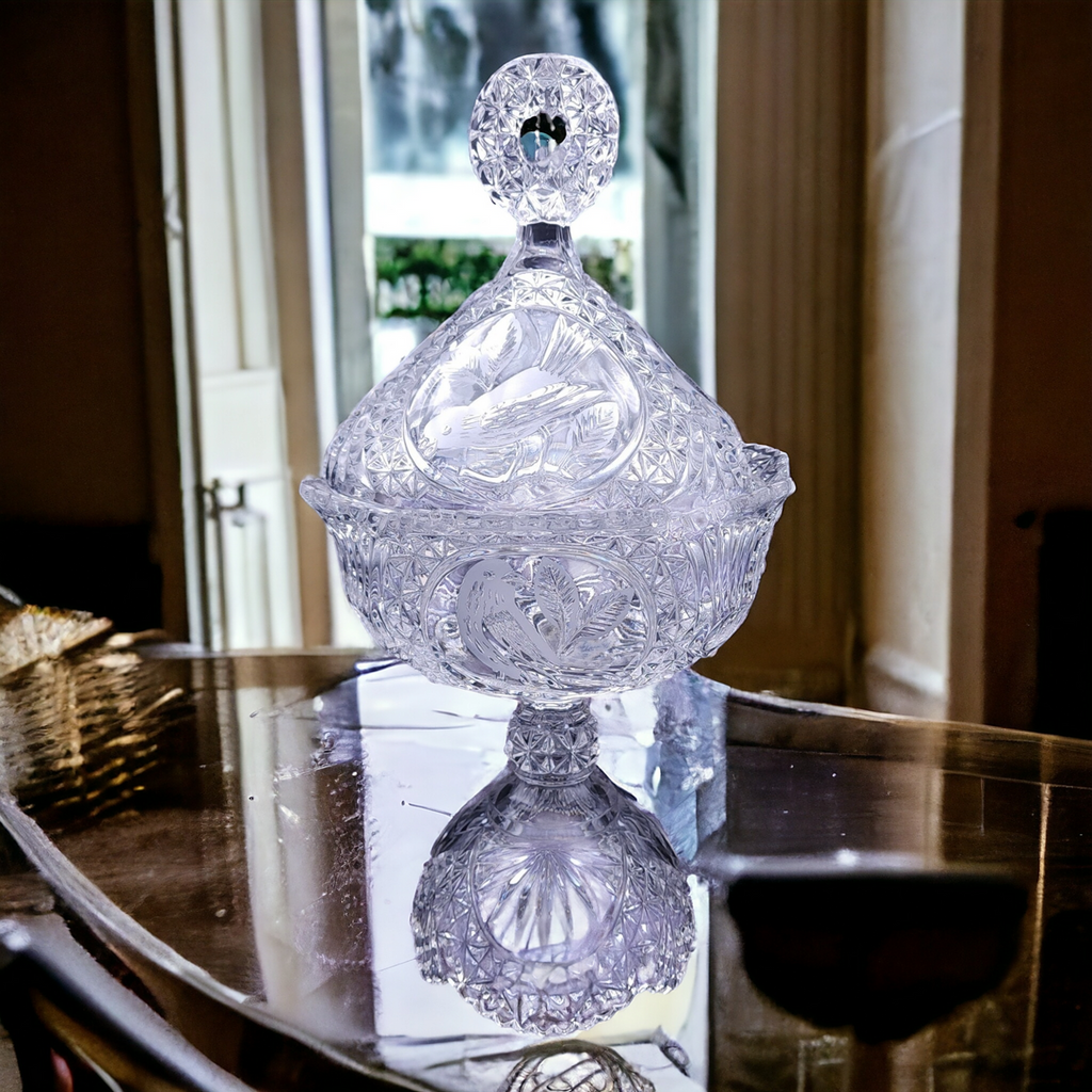 Hofbauer The Byrdes Collection Lead Crystal Large Candy Jar & Lid