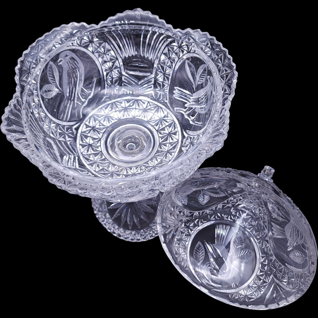 Hofbauer The Byrdes Collection Lead Crystal Large Candy Jar & Lid