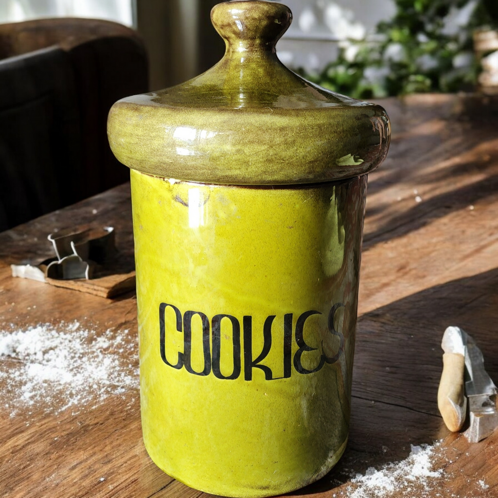 Holiday Designs Ceramic Avocado Green Canister Cookie Jar