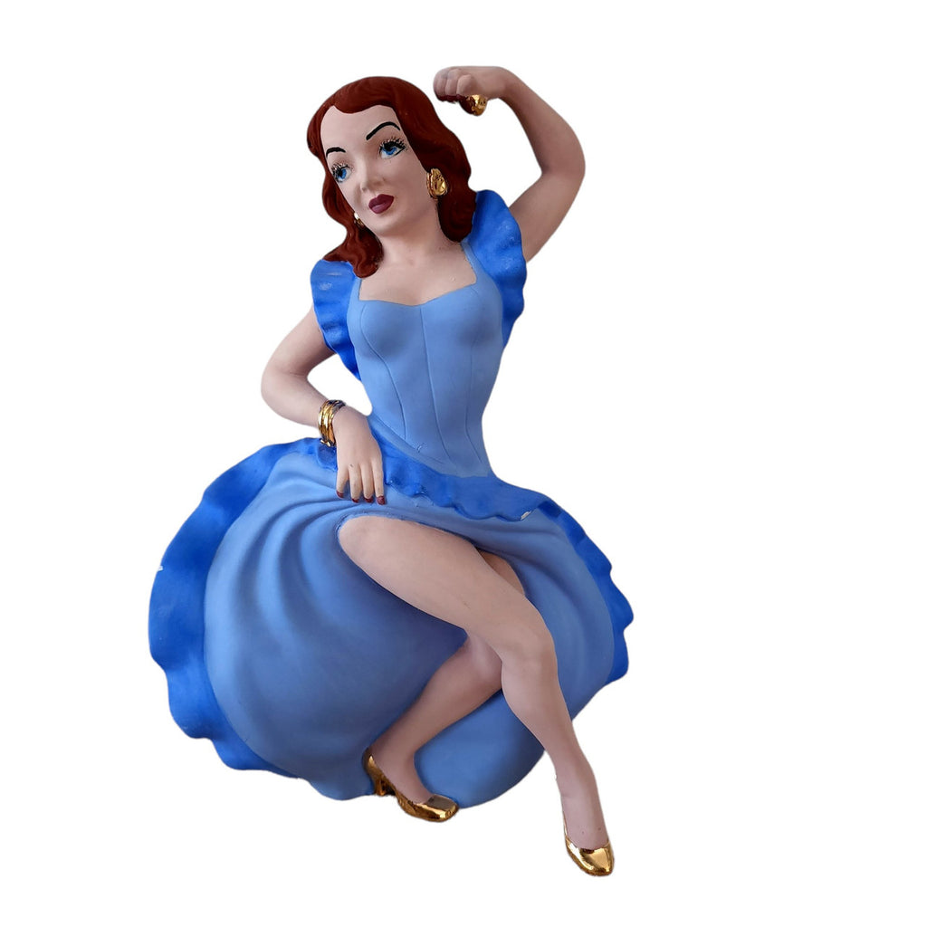 Holland Mold Ceramic Dancing Girl Wearing Blue Dress Figurine