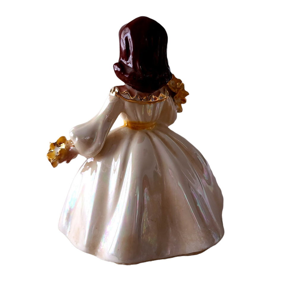 Holland Mold Ceramic Girl Figurine with Yellow Flowers Bouquet