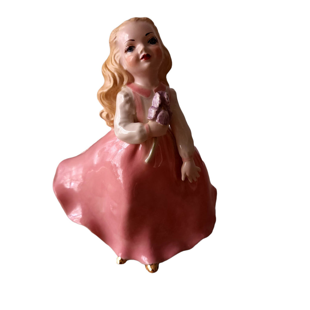 Holland Mold Ceramic Girl Wearing Pink Dress Figurine