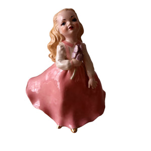 Holland Mold Ceramic Girl Wearing Pink Dress Figurine