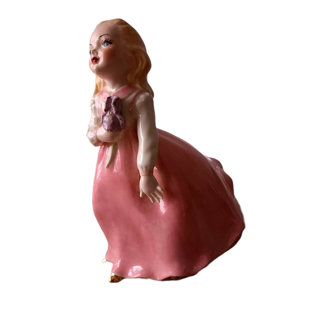 Holland Mold Ceramic Girl Wearing Pink Dress Figurine