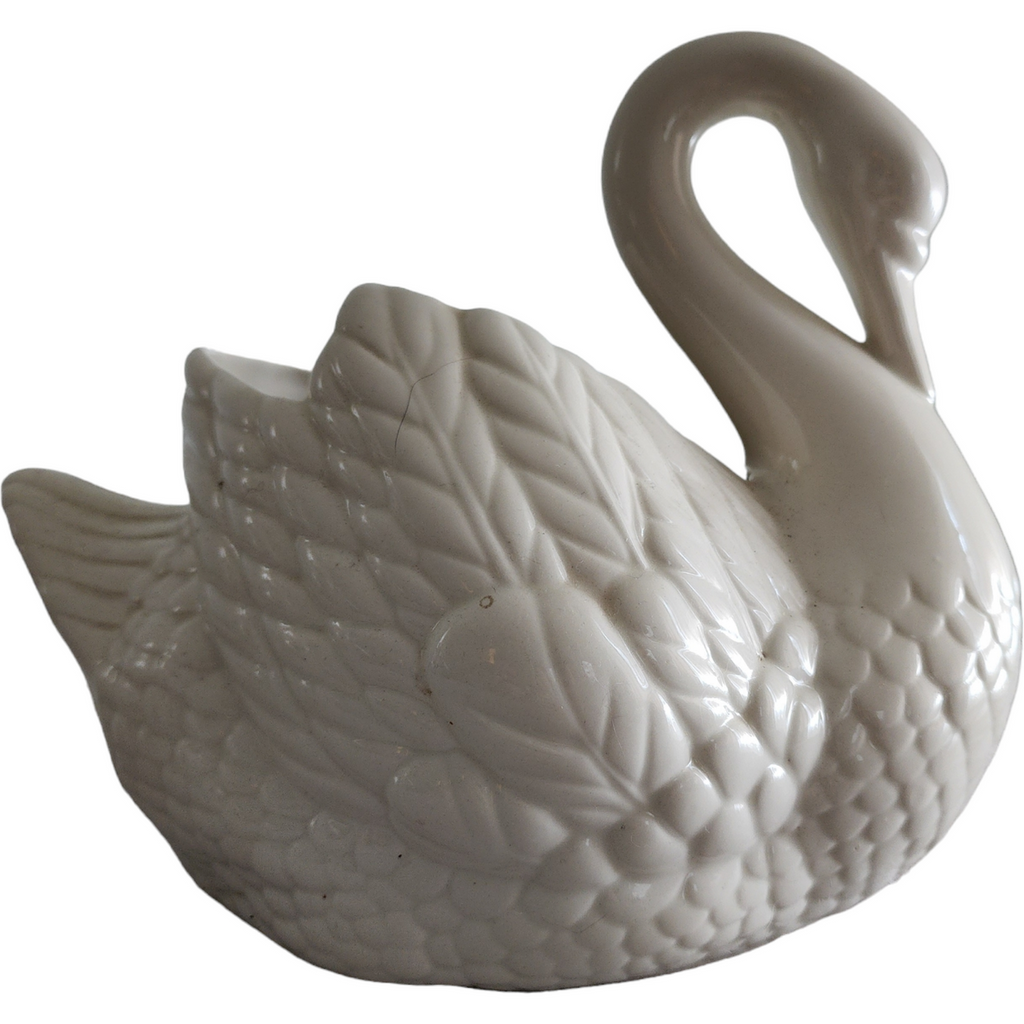 Holland Mold White Porcelain Swan Planter Vase Bowl