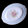 Homer Laughlin Chateau Light Blue Border Floral Center Filigree Oval Serving Platter
