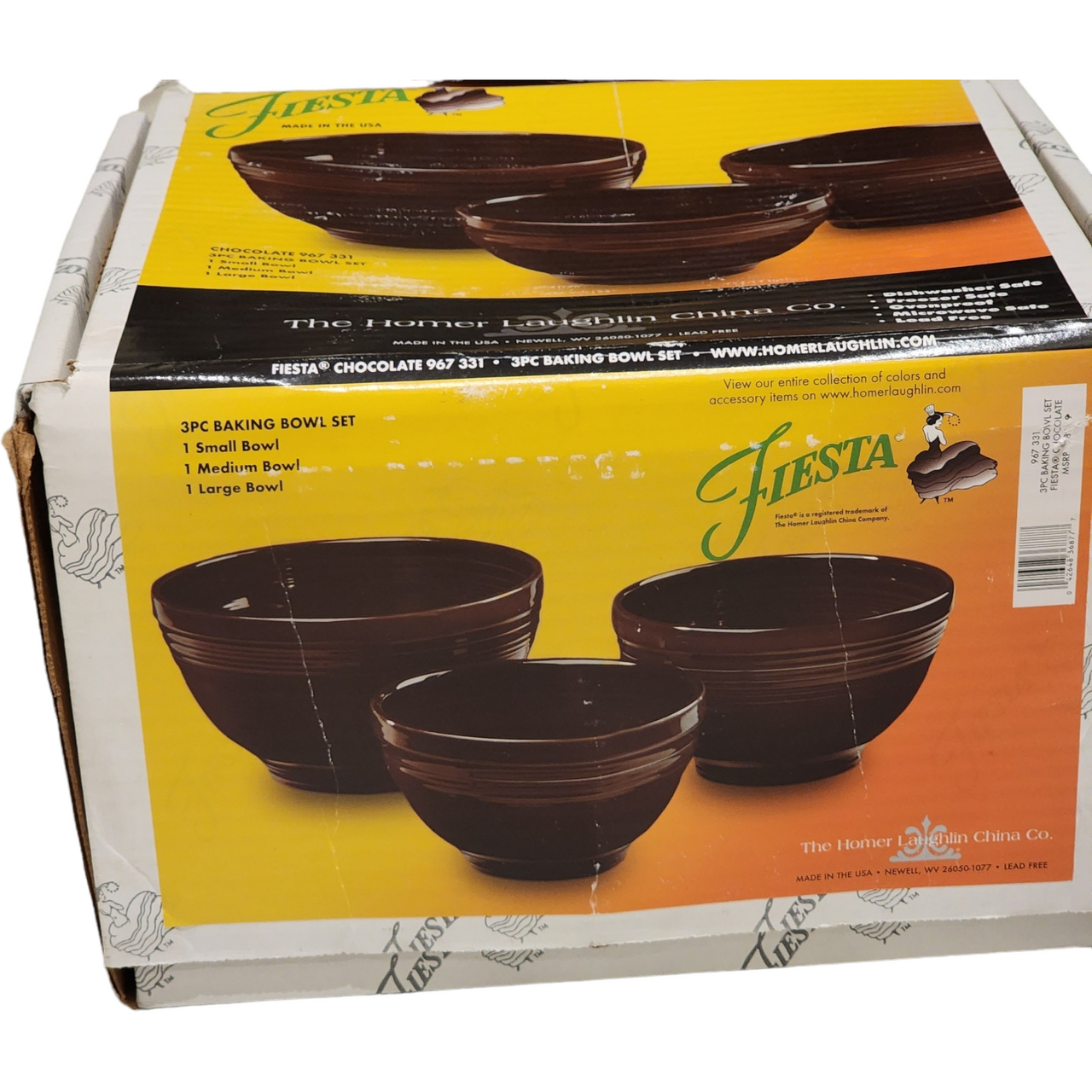 Homer Laughlin Fiesta Chocolate 3Pc Baking Bowl Set