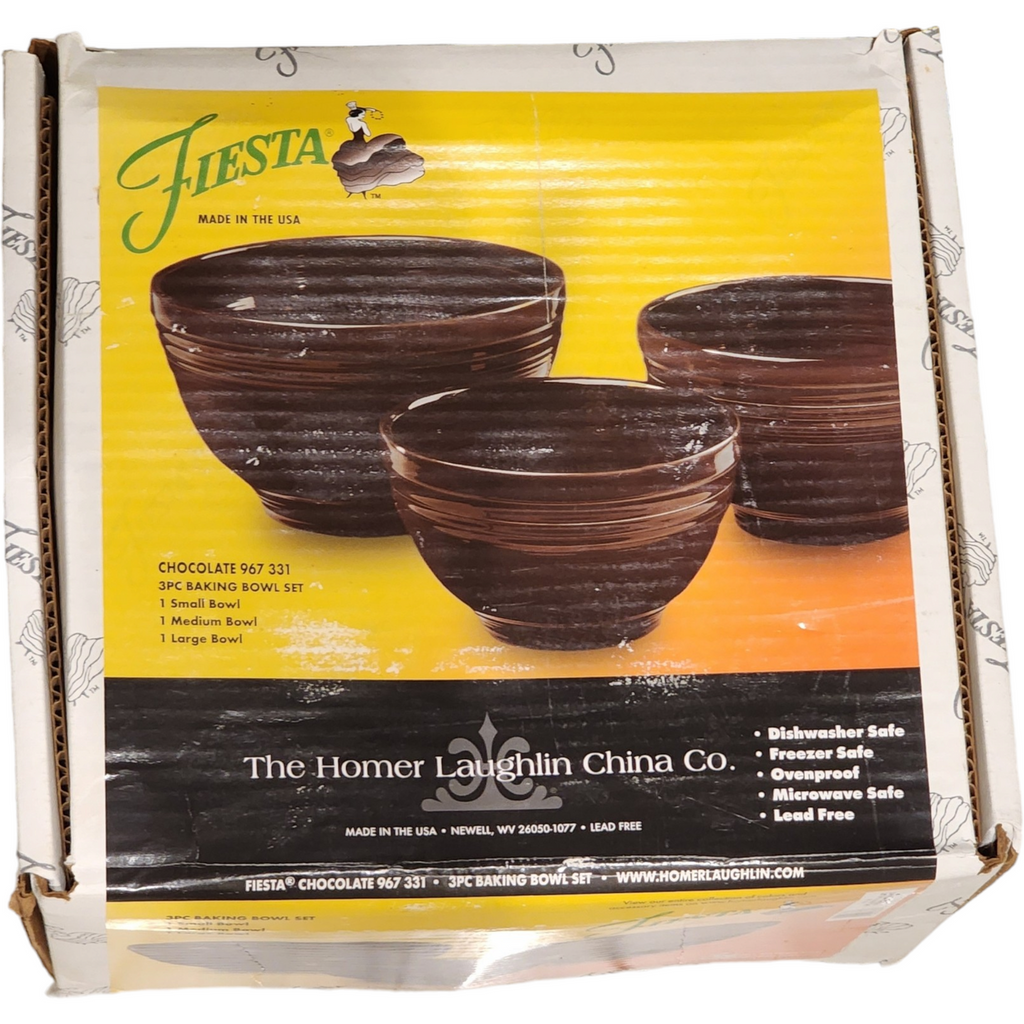 Homer Laughlin Fiesta Chocolate 3Pc Baking Bowl Set