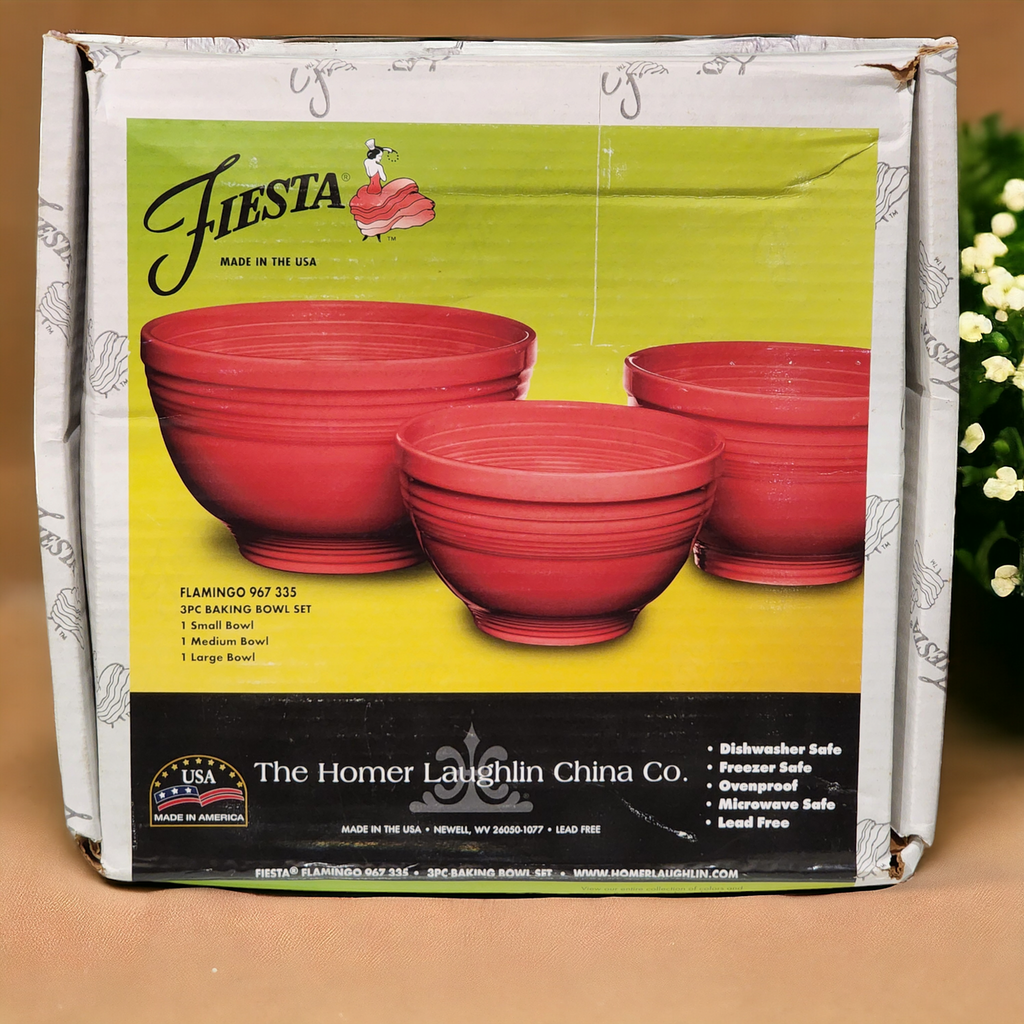 Homer Laughlin Fiesta Flamingo 3Pc Baking Bowl Set