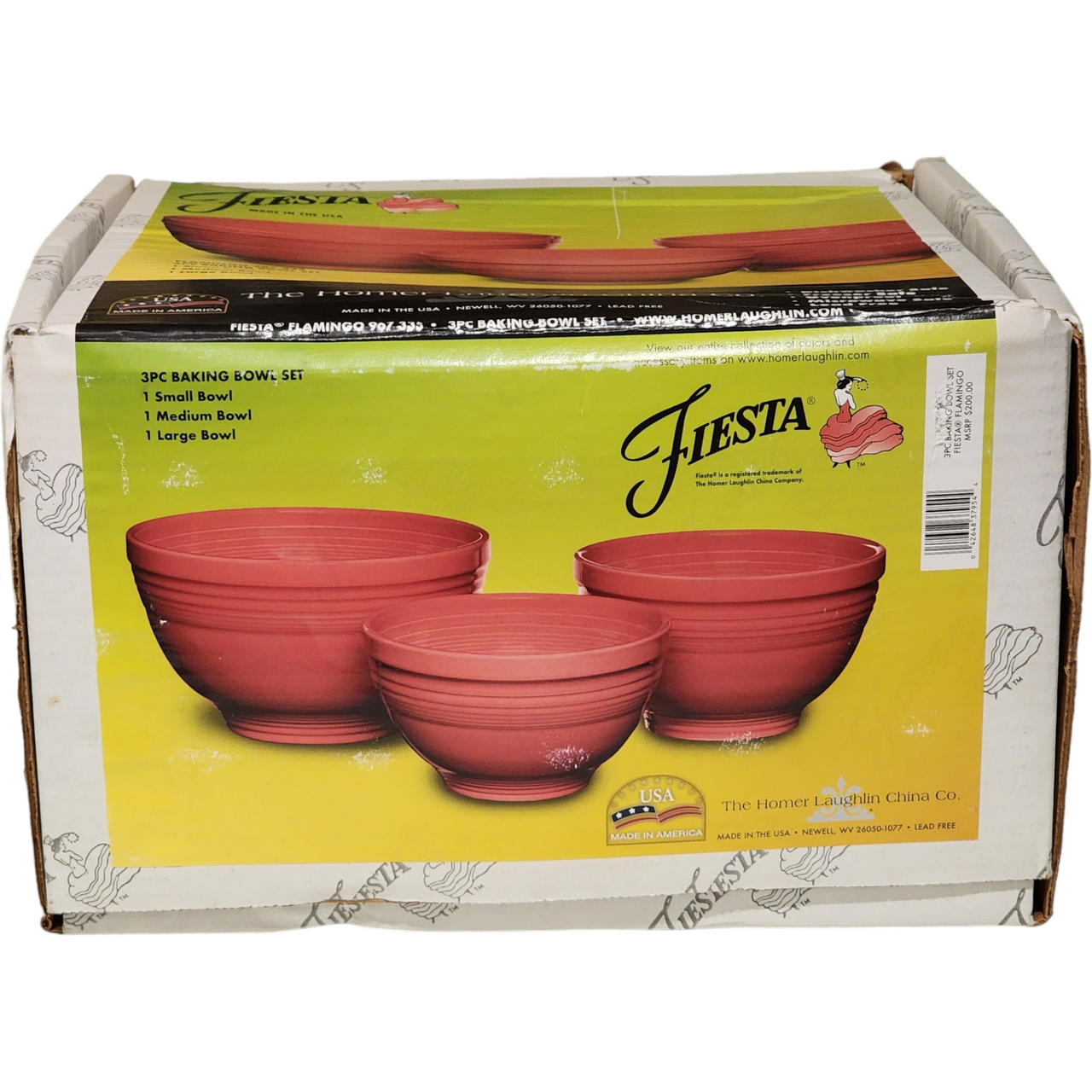 Homer Laughlin Fiesta Flamingo 3Pc Baking Bowl Set
